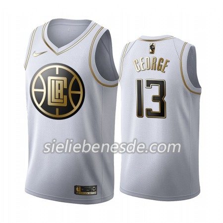 Herren NBA LA Clippers Trikot Paul George 13 Nike 2019-2020 Weiß Golden Edition Swingman
